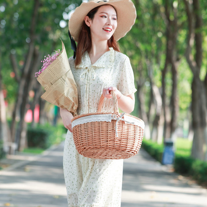 Ladies storage basket with elegant fabric lining Bowlift
