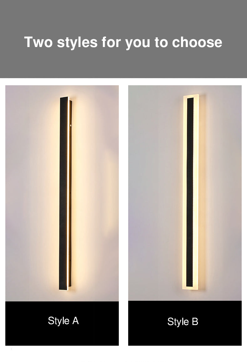 Modern Minimalist Long Rectangular Aluminum Acrylic LED Wall Sconce Lamp For Garden | Bowlift