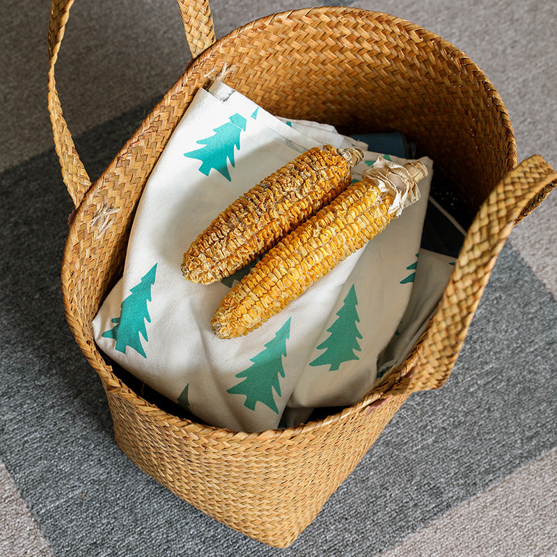 Handwoven Natural Wicker Shopping Basket Bowlift