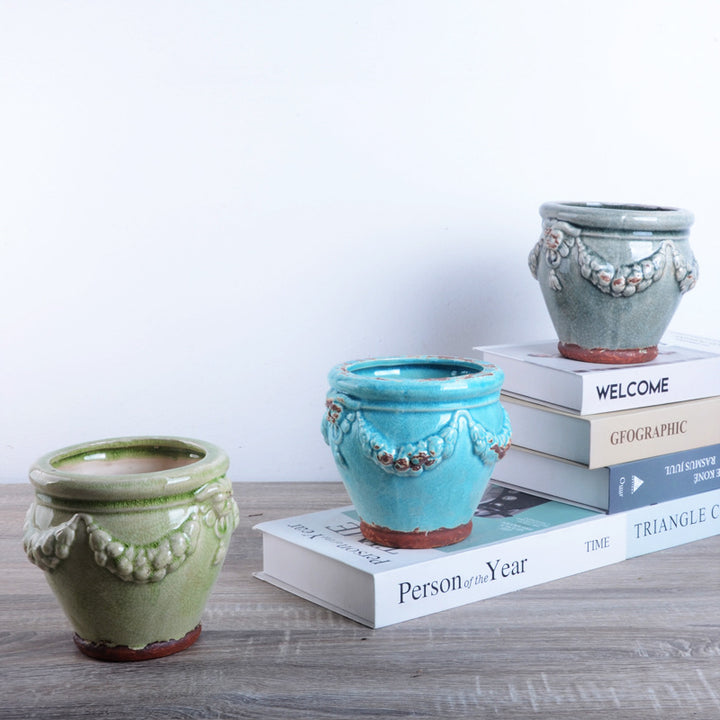 Decorative plant pot with artistic relief Bowlift