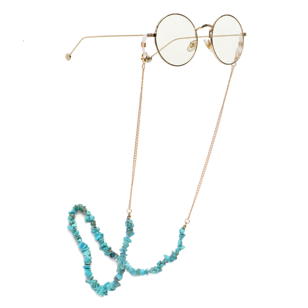 Stylish Eyewear Chain with Natural Stone Accents Bowlift