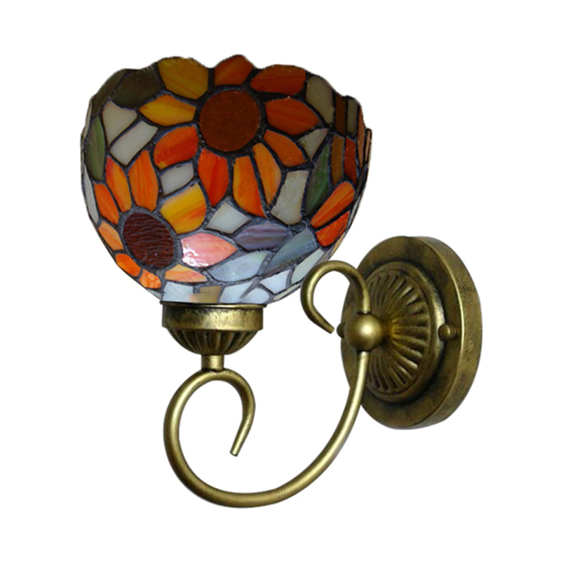BowLift | Victorian Sunflower Wall-Mounted Light 1 Head Stained Glass Wall Lamp in Orange