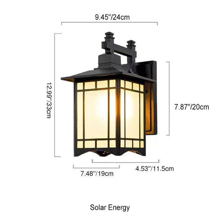 Modern Waterproof Solar Aluminum Chinese Pavilion Shape 1-Light Wall Sconce Lamp | Bowlift