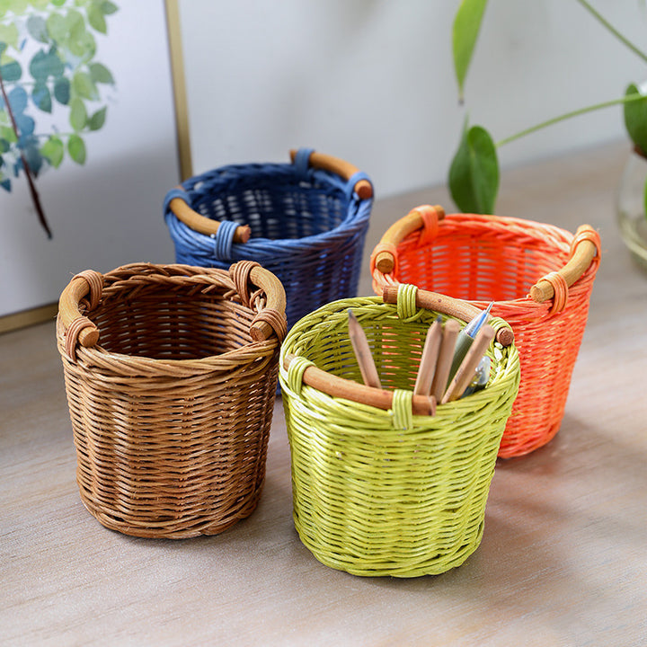 Unisex Handwoven Storage Basket with Wooden Handles Bowlift