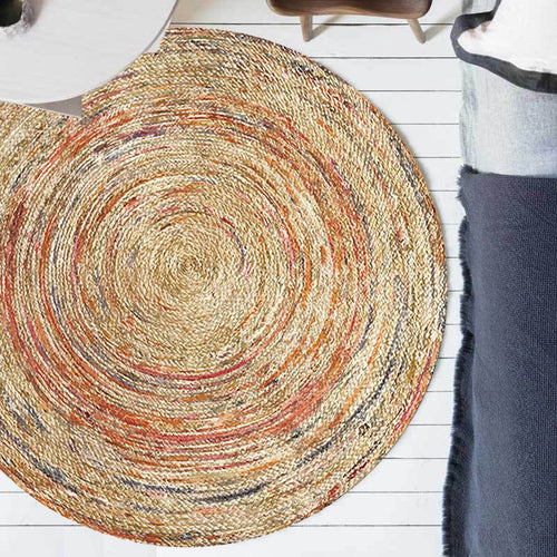 BowLift | Retro Tribal Circles Pattern Carpet Yellow and Red Polyester Carpet Washable Pet Friendly Non-Slip Carpet for the Living Room