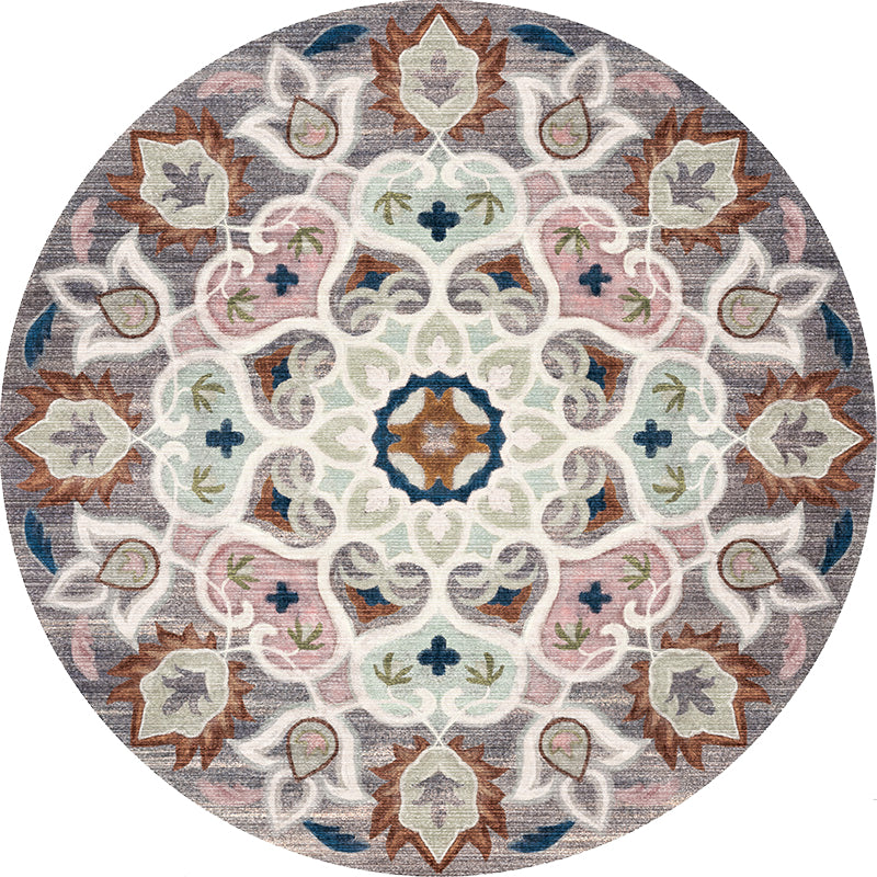 BowLift | Retro Tribal Circles Pattern Carpet Yellow and Red Polyester Carpet Washable Pet Friendly Non-Slip Carpet for the Living Room
