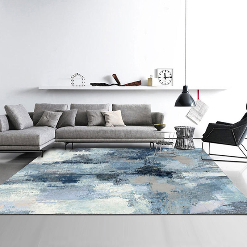 Stylish watercolor pattern rug with swirling stripes multicolored contemporary rug polyester pet-friendly non-slip backing washable rug for the living room | Bowlift