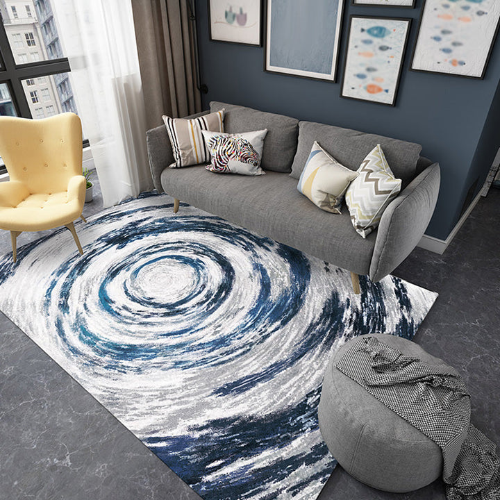 Unique multicolored modernist rug polyester brush stroke pattern rug washable pet-friendly non-slip mat for the living room | Bowlift