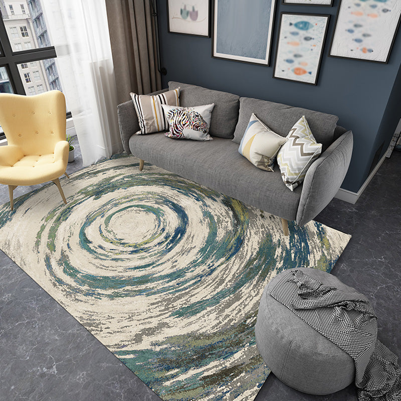 Unique multicolored modernist rug polyester brush stroke pattern rug washable pet-friendly non-slip mat for the living room | Bowlift
