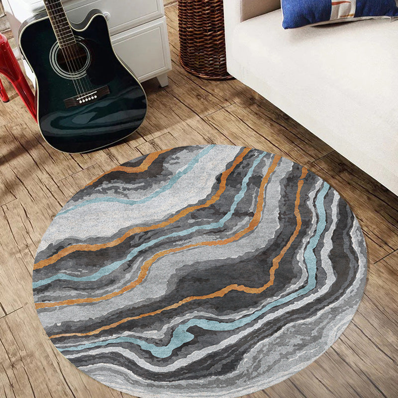 BowLift | Funky Contemporary Rug Multicolored Watercolor and Swirl Stripe Pattern Rug Pet Friendly Non-Slip Washable Rug for the Home Office