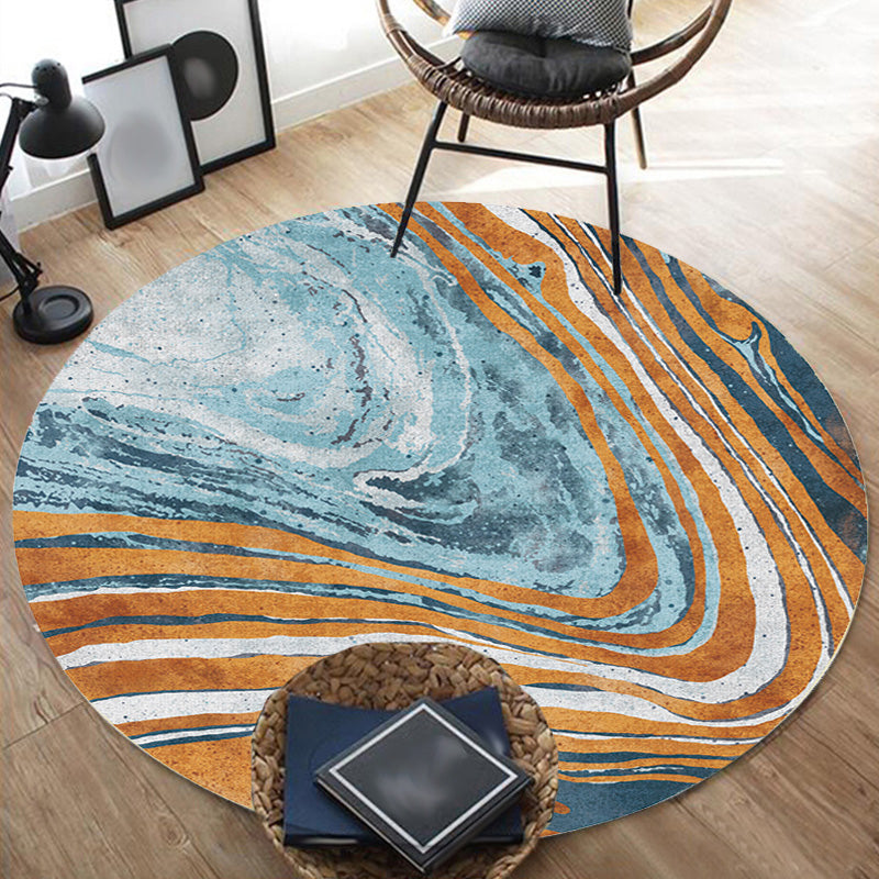 BowLift | Funky Contemporary Rug Multicolored Watercolor and Swirl Stripe Pattern Rug Pet Friendly Non-Slip Washable Rug for the Home Office