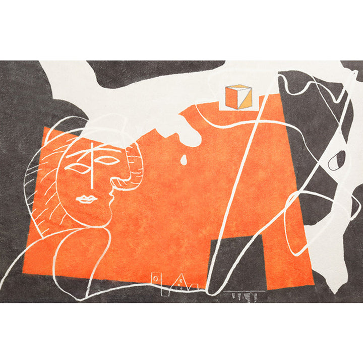 BowLift | Orange and Black Abstract Area Rug Polyester Modern Rug Washable Non-Slip Pet-Friendly Area Rug for Living Room