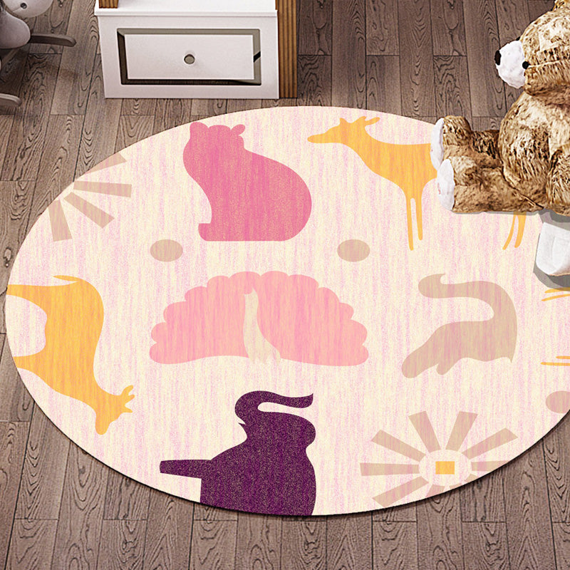 BowLift | Multicolor Flowers Pattern Rug with Star and Heart Polyester Kids Rug Washable Non-Slip Pet-Friendly Rug for Children's Room
