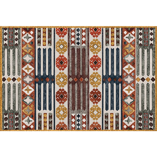 BowLift | Traditional Tribal Flower Pattern Rug Multicolored Moroccan Rug Polyester Pet Friendly Non-Slip Back Washable Rug for Living Room