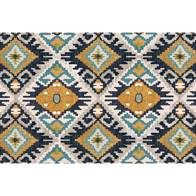 BowLift | Traditional Tribal Flower Pattern Rug Multicolored Moroccan Rug Polyester Pet Friendly Non-Slip Back Washable Rug for Living Room