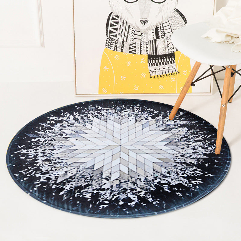 Funky radial pattern rug gray and silver modernism rug polyester machine washable pet friendly non-slip rug for the living room | Bowlift