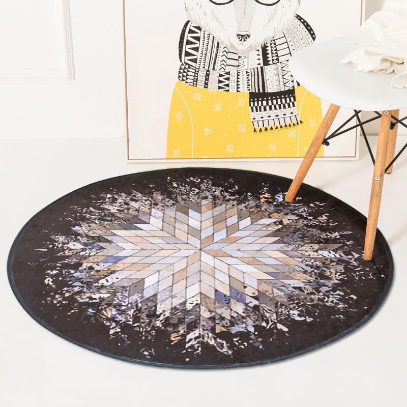 Funky radial pattern rug gray and silver modernism rug polyester machine washable pet friendly non-slip rug for the living room | Bowlift