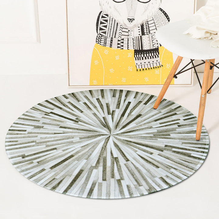 Funky radial pattern rug gray and silver modernism rug polyester machine washable pet friendly non-slip rug for the living room | Bowlift