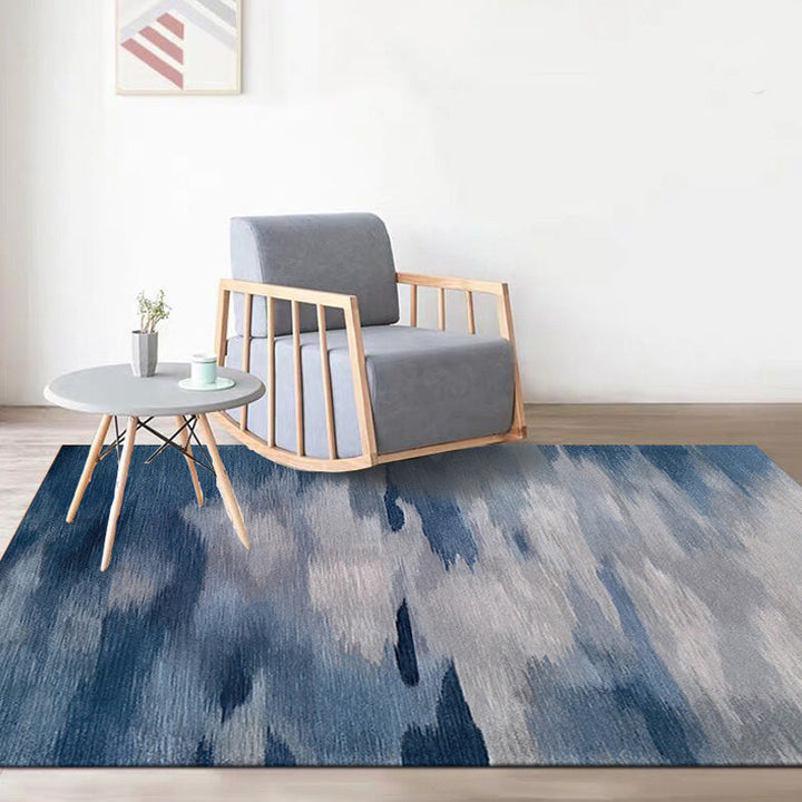 BowLift | Modernist Watercolor Pattern Rug Blue and Yellow Polyester Rug Non-Slip Back Washable Pet-Friendly Rug for Bedroom