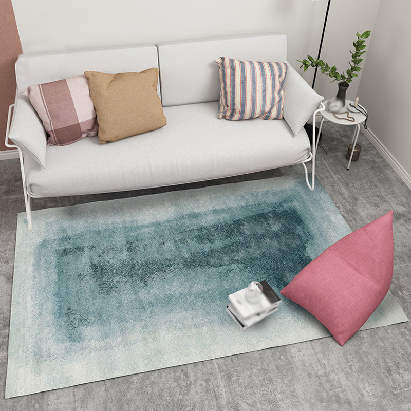 BowLift | Modernist Watercolor Pattern Rug Blue and Yellow Polyester Rug Non-Slip Back Washable Pet-Friendly Rug for Bedroom