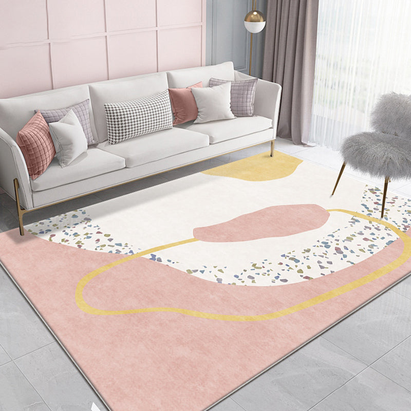 BowLift | Creative Modernism Rug Pink Color Block Rug Pet Friendly Non-Slip Washable Area Rug for Decoration