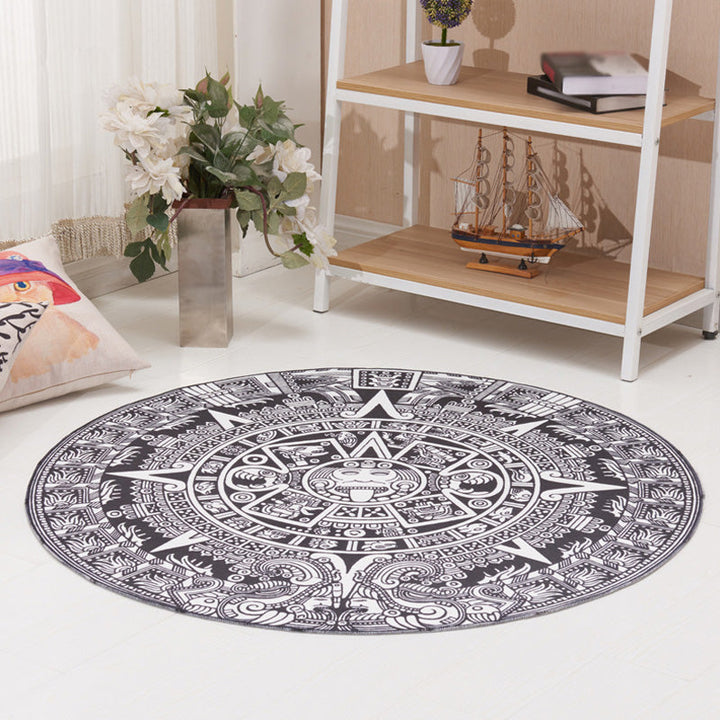 BowLift | Vintage Floral Pattern Carpet Blue and Black Polyester Carpet Washable Pet-Friendly Non-Slip Carpet for Living Room