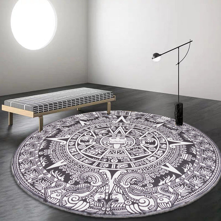 BowLift | Vintage Floral Pattern Carpet Blue and Black Polyester Carpet Washable Pet-Friendly Non-Slip Carpet for Living Room