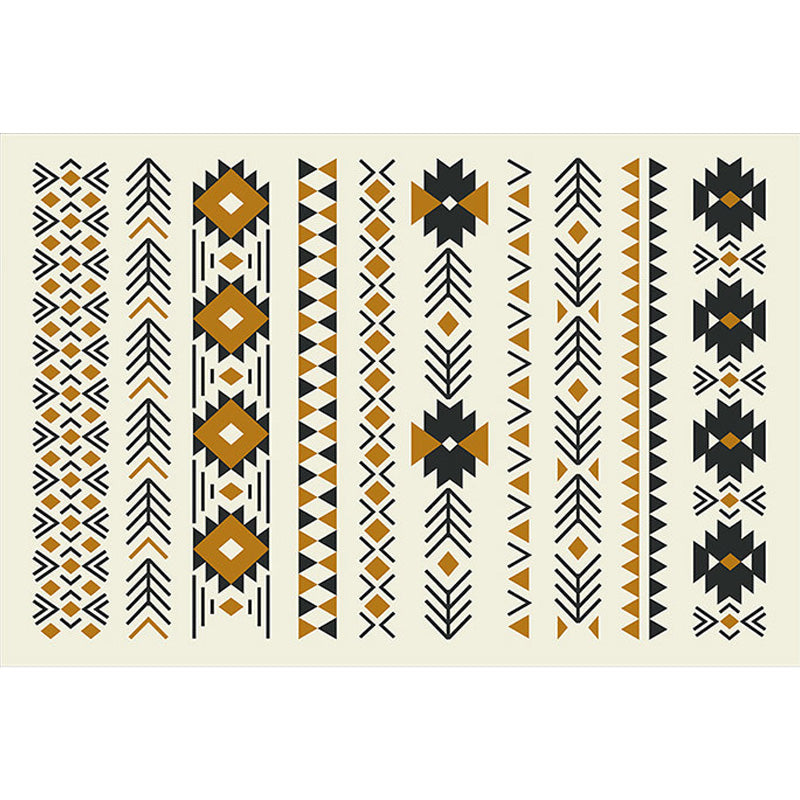 BowLift | Stamm Geometric Pattern Carpet Brown and Green Polyester Carpet Washable Pet Friendly Non-Slip Carpet for Living Room