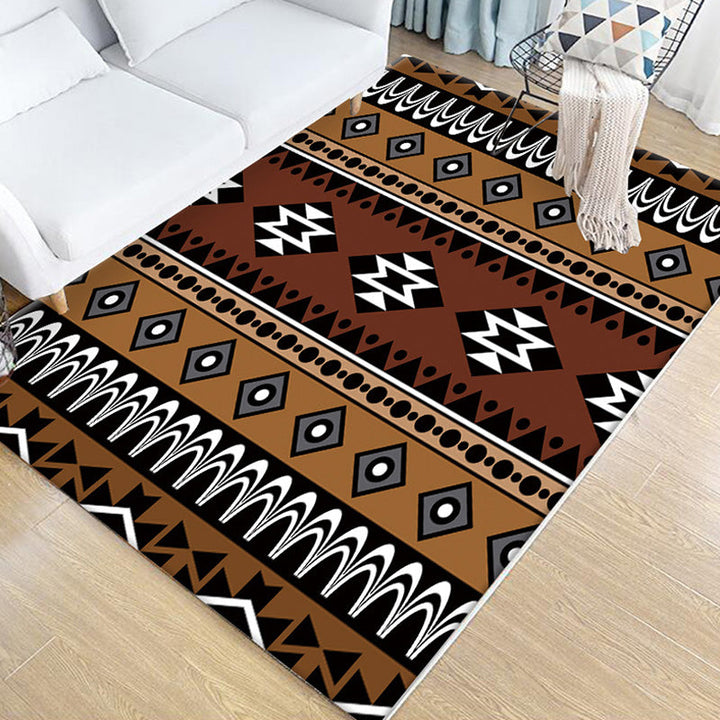 BowLift | Stamm Geometric Pattern Carpet Brown and Green Polyester Carpet Washable Pet Friendly Non-Slip Carpet for Living Room