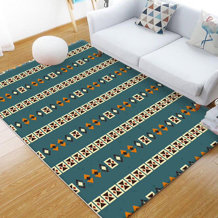 BowLift | Stamm Geometric Pattern Carpet Brown and Green Polyester Carpet Washable Pet Friendly Non-Slip Carpet for Living Room