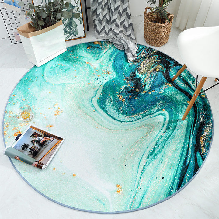 Casual watercolor pattern rug blue and white polyester rug washable pet-friendly non-slip rug for the home office | Bowlift