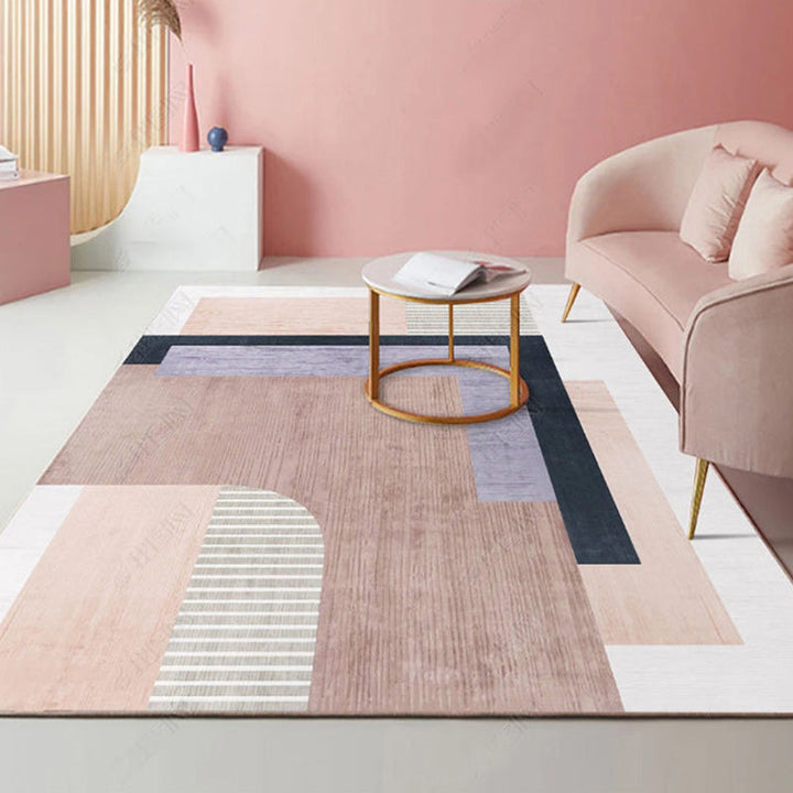 Colorblock Striped Pattern Rug Polyester Modern Rug Washable Non-Slip Pet-Friendly Area Rug for the Living Room | Bowlift
