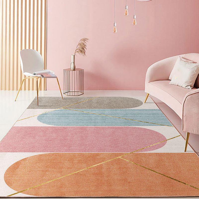 Colorblock Striped Pattern Rug Polyester Modern Rug Washable Non-Slip Pet-Friendly Area Rug for the Living Room | Bowlift