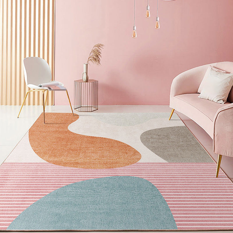 Colorblock Striped Pattern Rug Polyester Modern Rug Washable Non-Slip Pet-Friendly Area Rug for the Living Room | Bowlift
