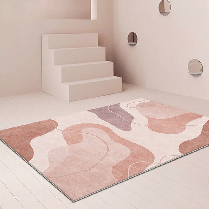 BowLift | Pink Color Block Area Rug Polyester Modern Rug Washable Non-slip Pet-friendly Area Rug for Living Room
