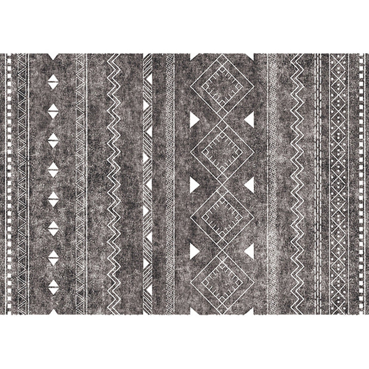 BowLift | White and black bohemian carpet Polyester striped pattern carpet pet-friendly washable non-slip backing carpet for decoration