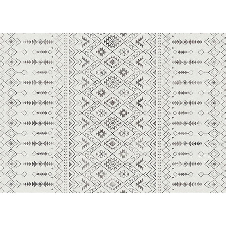 BowLift | White and black bohemian carpet Polyester striped pattern carpet pet-friendly washable non-slip backing carpet for decoration