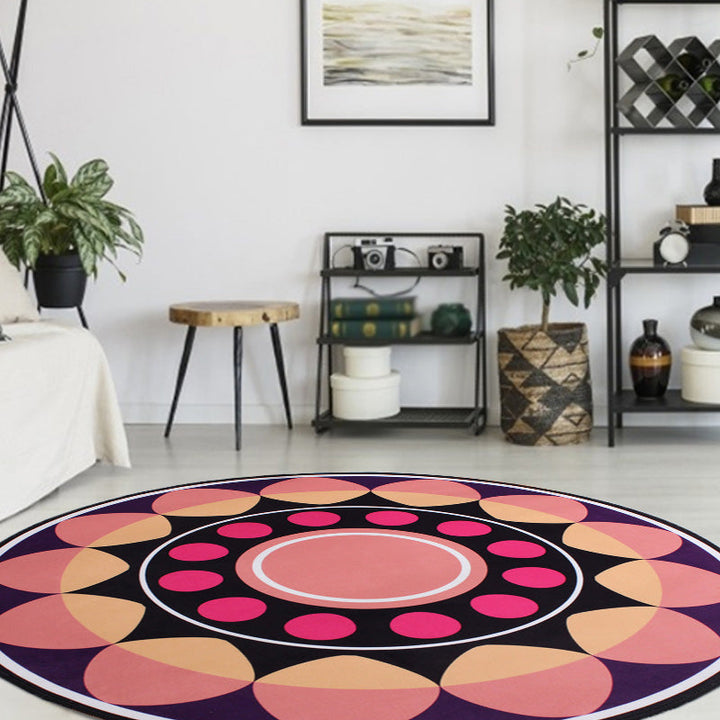 BowLift | Moroccan floral pattern rug with moon black and red polyester rug machine washable pet-friendly non-slip rug for the living room