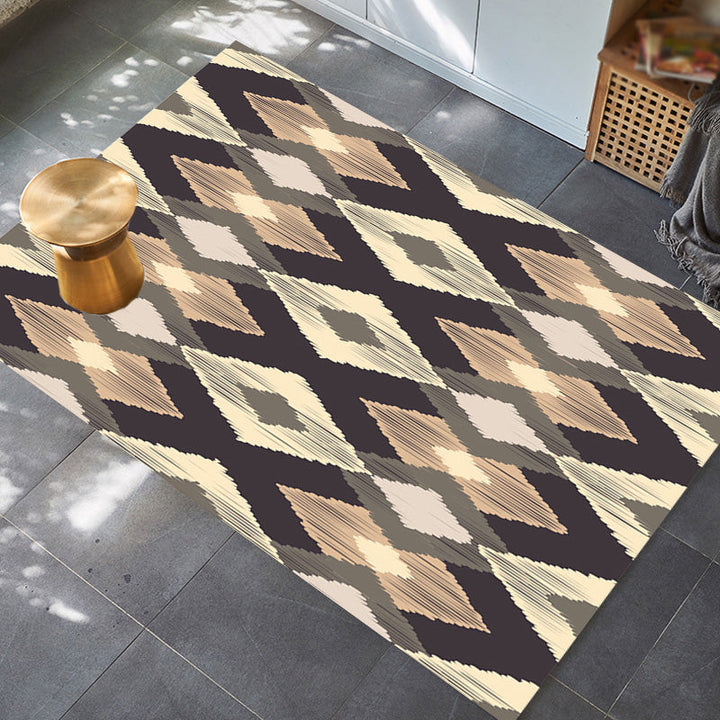 BowLift | Moroccan geometric pattern rug in orange and brown, polyester rug, washable, pet-friendly, non-slip, area rug for the living room