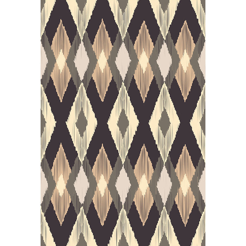 BowLift | Moroccan geometric pattern rug in orange and brown, polyester rug, washable, pet-friendly, non-slip, area rug for the living room