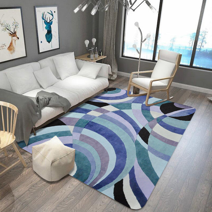 Nordic Abstract Rug Purple Polyester Washable Pet-Friendly Non-Slip Area Rug for Living Room | Bowlift