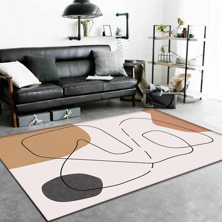BowLift | Contemporary Abstract Carpet Brown and Green Polyester Carpet Non-Slip Back Washable Pet Friendly Carpet for Home