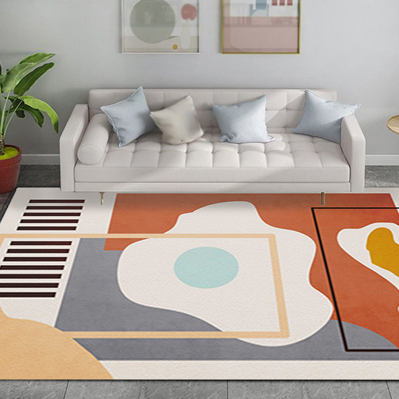Unique multicolored modernist carpet polyester color block striped pattern carpet washable pet-friendly non-slip carpet for the living room | Bowlift