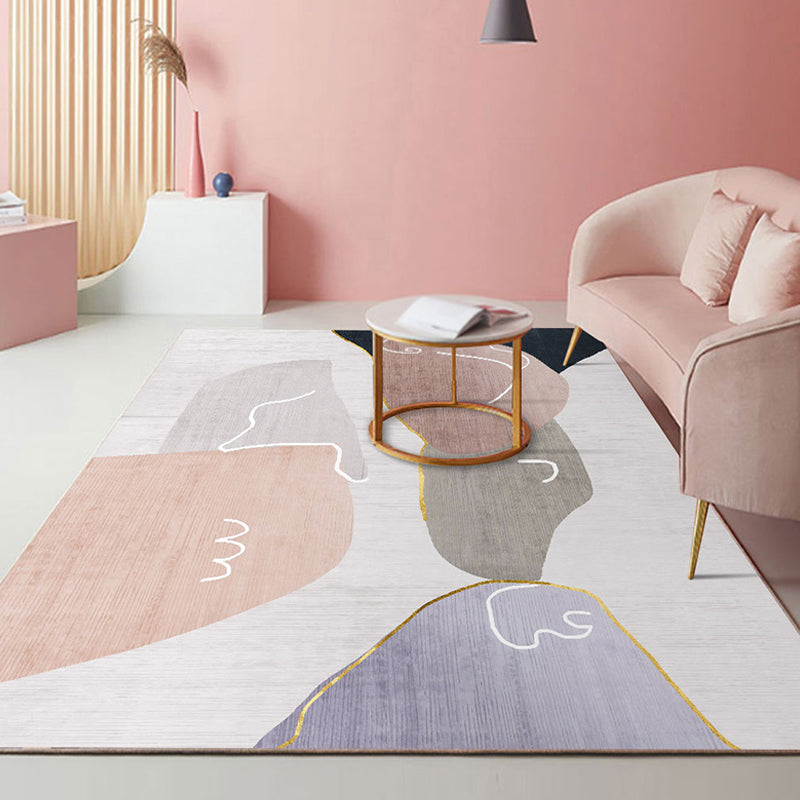 Unique multicolored modernist carpet polyester color block striped pattern carpet washable pet-friendly non-slip carpet for the living room | Bowlift