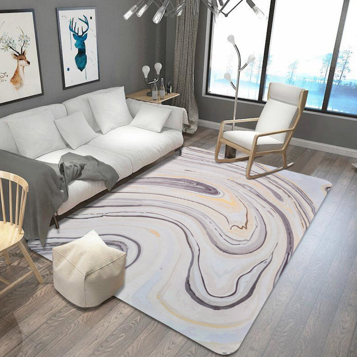 Unusual watercolor pattern rug with swirl stripes Multi-colored Modern rug Polyester Washable Non-slip rug for living room | Bowlift