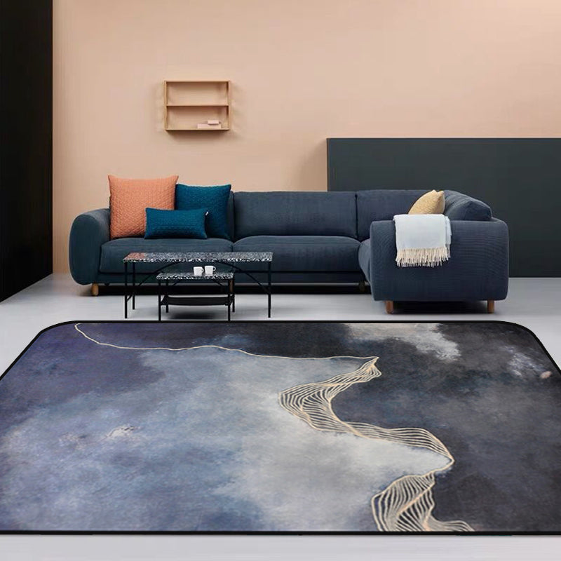 Dark gray Modernist rug Polyester Abstract rug Pet-friendly Machine washable Non-slip backing Rug for decoration | Bowlift
