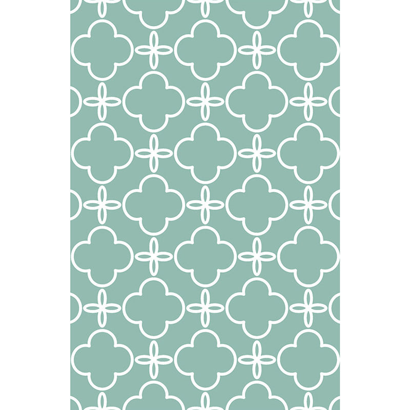 BowLift | Retro-geometric floral pattern rug blue and green southwest rug polyester pet-friendly non-slip back washable area rug for living room