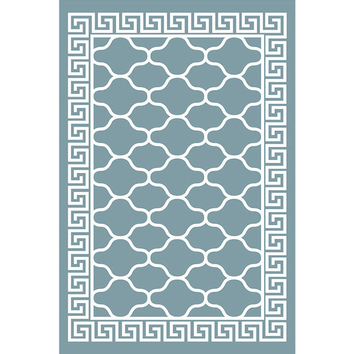 BowLift | Retro-geometric floral pattern rug blue and green southwest rug polyester pet-friendly non-slip back washable area rug for living room