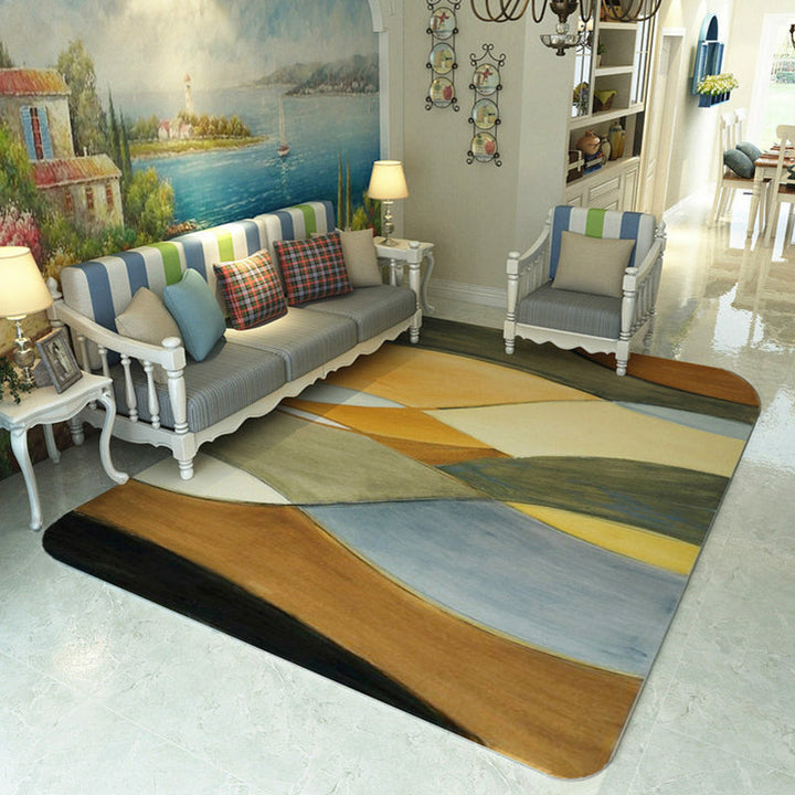 Casual watercolor pattern rug multicolored contemporary rug polyester pet-friendly non-slip backing washable rug for the living room | Bowlift
