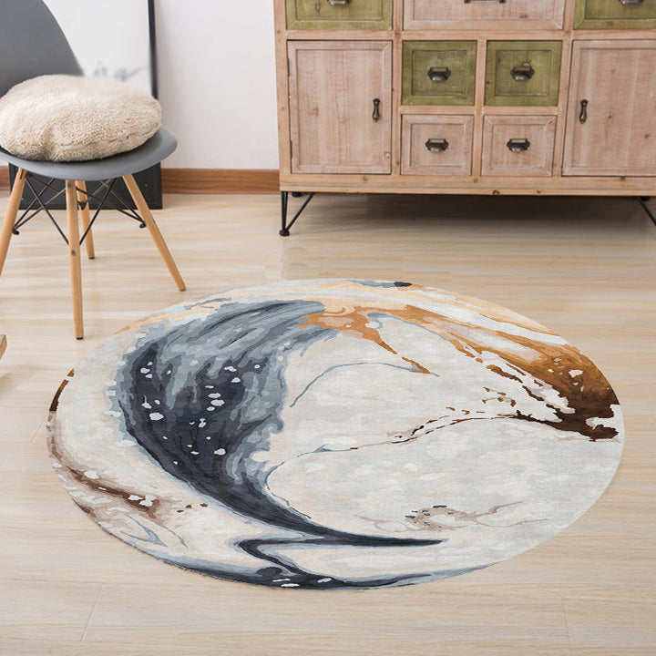 BowLift | Contemporary watercolour patterned rug with twist stripes Multi-colour polyester rug Non-slip backing Washable Pet-friendly rug for bedroom